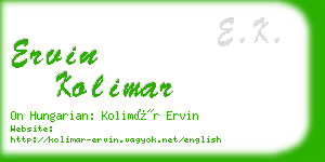 ervin kolimar business card